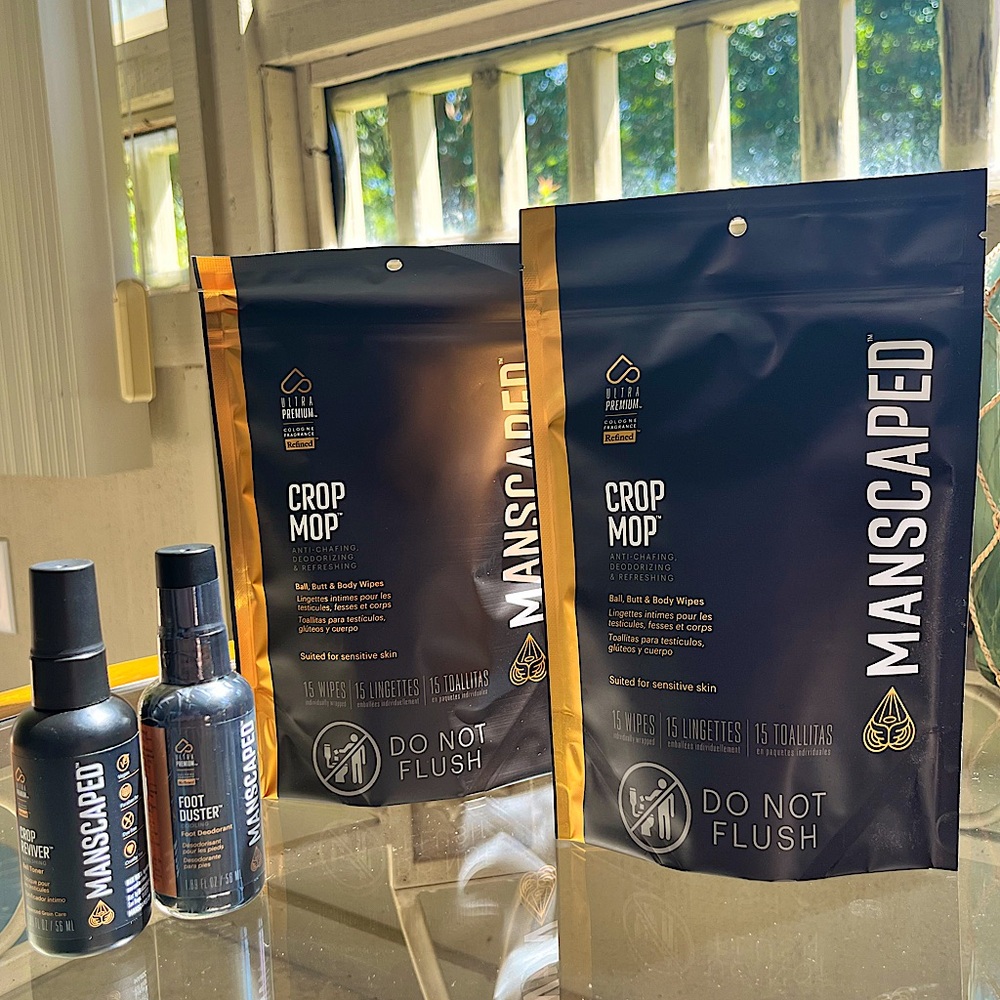 🪒 MANSCAPED 🪒-BUNDLE 2 Bags of Ball Wipes, Ball Toner and Foot deodorant